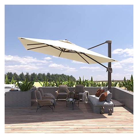BLUU REDWOOD 10 FT Square Patio Umbrella Offset Cantilever