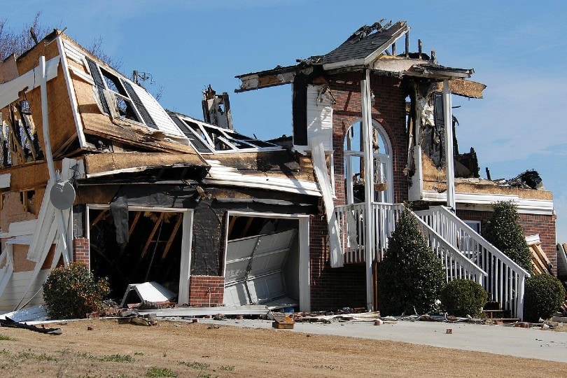 aftermath of a house caught on fire