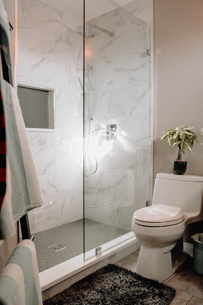 bathroom with rug on the floor