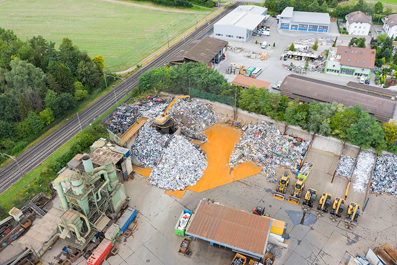 recycling center sorting raw materials