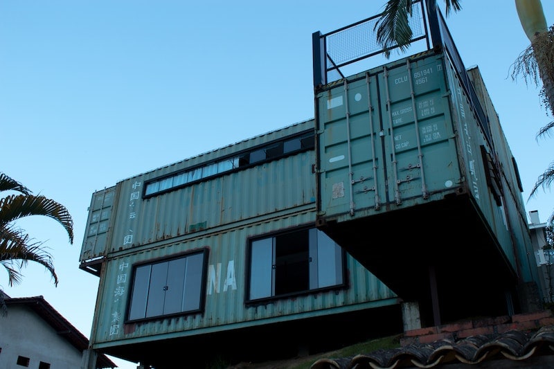 Shipping container home under construction