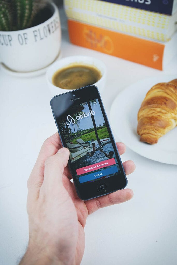 airbnb app on mobile phone