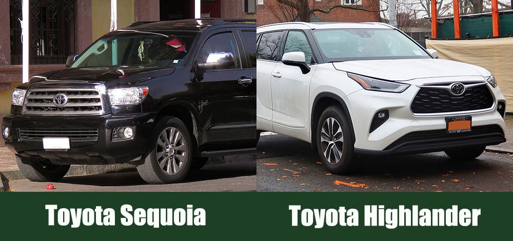 Toyota Sequoia vs Highlander side by side