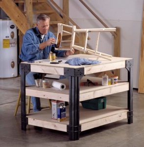 man working in his 2x4basics 90164 Custom Work Bench