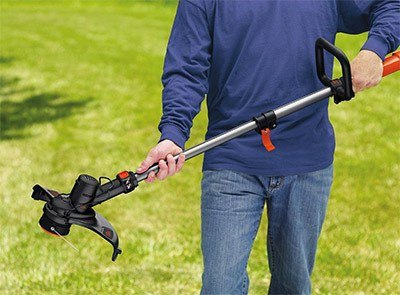 a weed eater in action