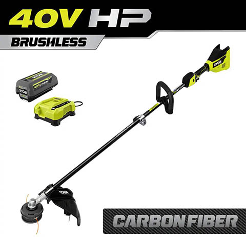 Ryobi 40V HP Brushless 15 in. Cordless Carbon Fiber Shaft Attachment Capable String Trimmer with 4.0 Ah Battery and Charger