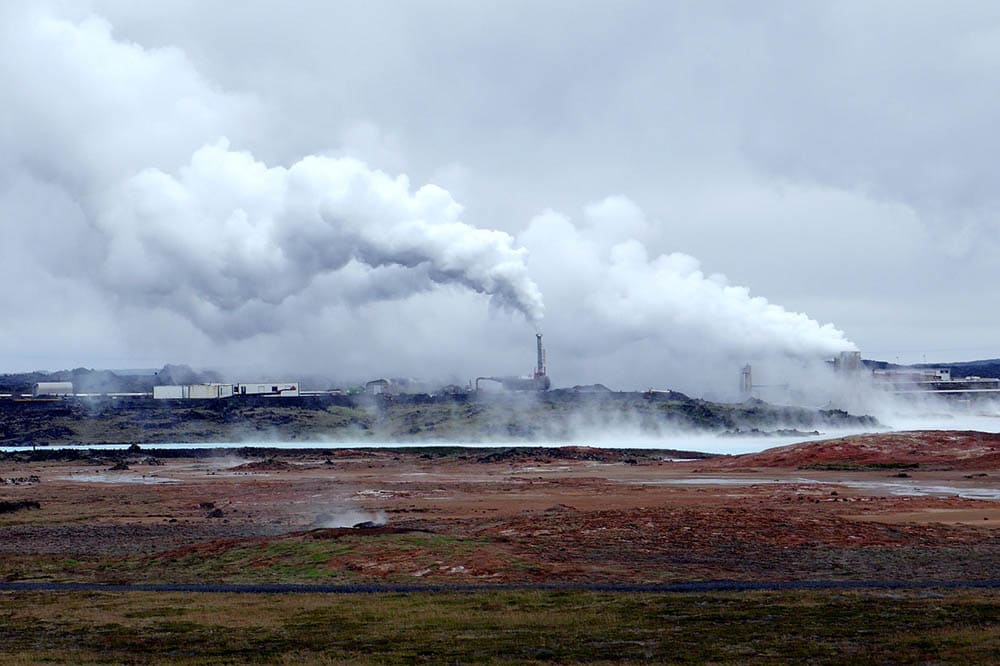 a geothermal power plant from afar
