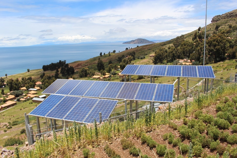 solar panels on hill side