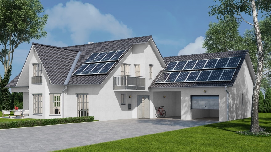 solar panels on house roof