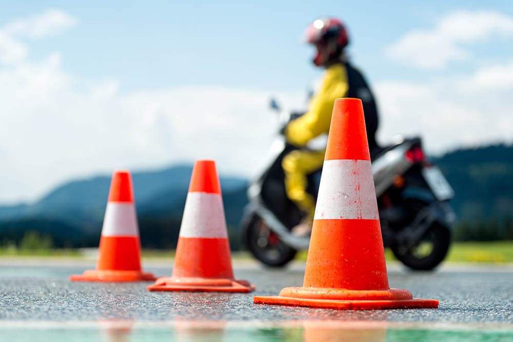 cones on motorcycle test