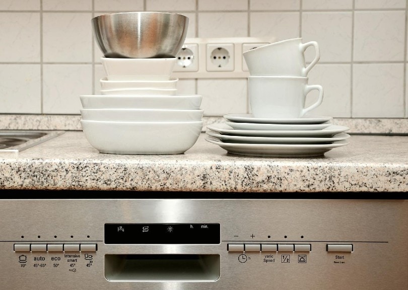 dishes on top of dishwasher