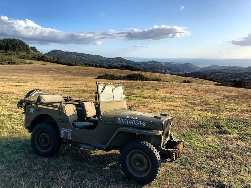 Willys Jeep in an open elevated area