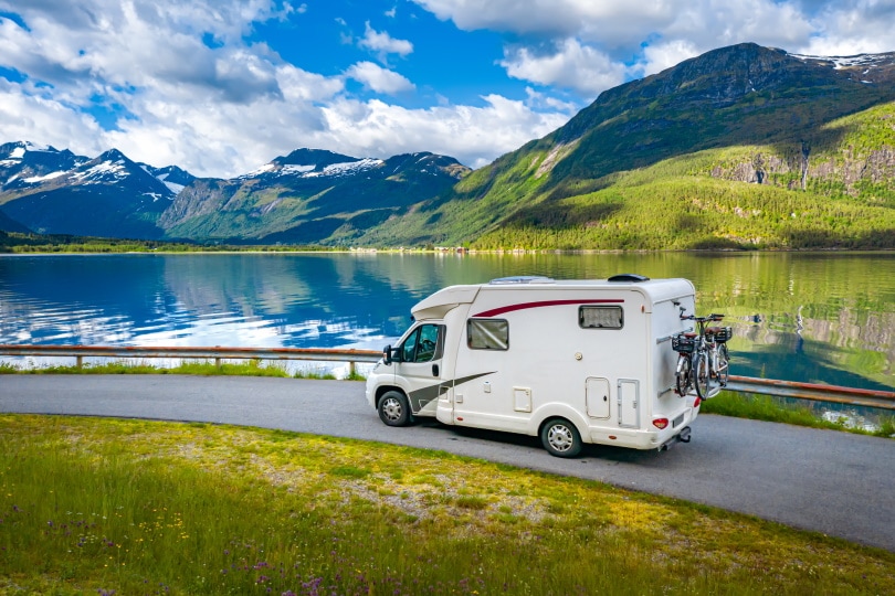 RV traveling on the road