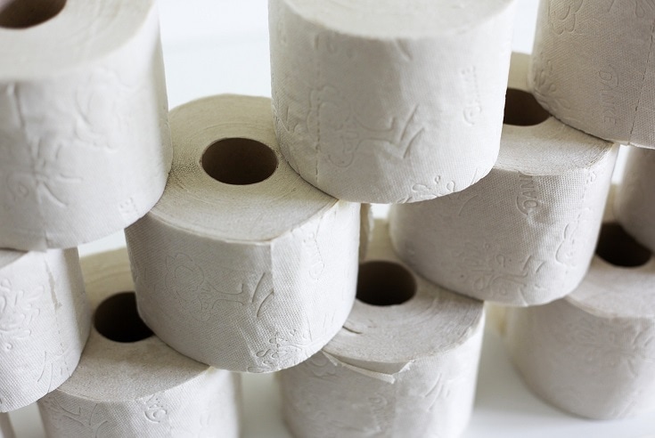 stack of toilet paper