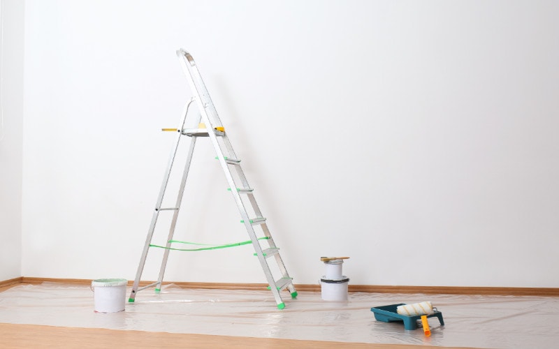 stepladder in a room for painting